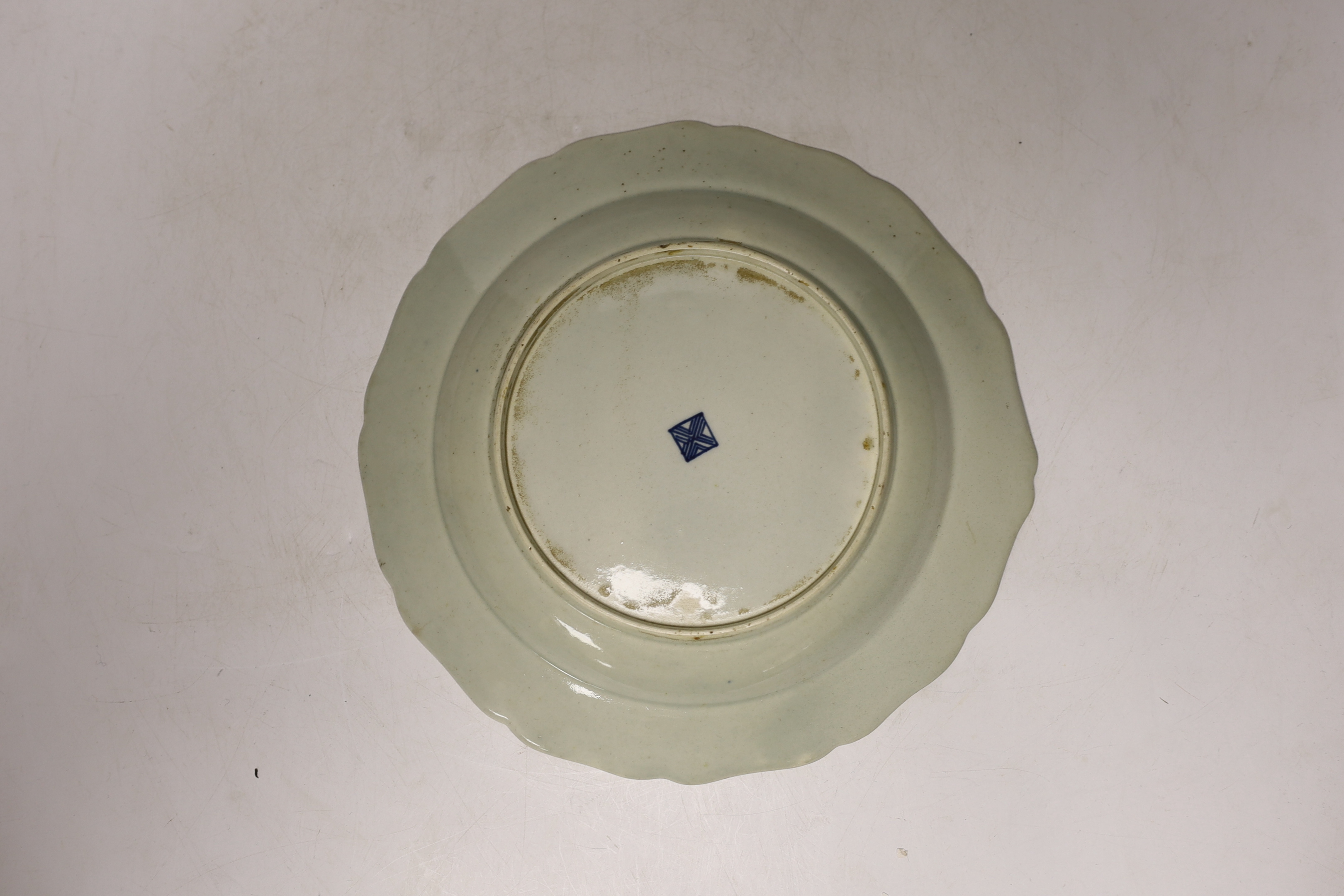 Two Worcester scale blue dishes, c.1770, largest 22cm